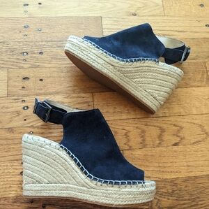 Kenneth Cole Navy Suede Platform Espadrilles